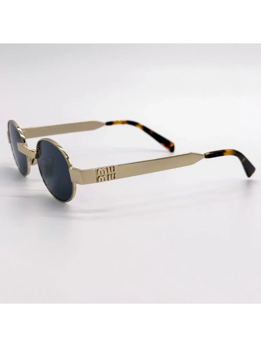 New Miu Miu MUB51S ZVN70B Gold Gray Women Round Sunglasses SMU B51